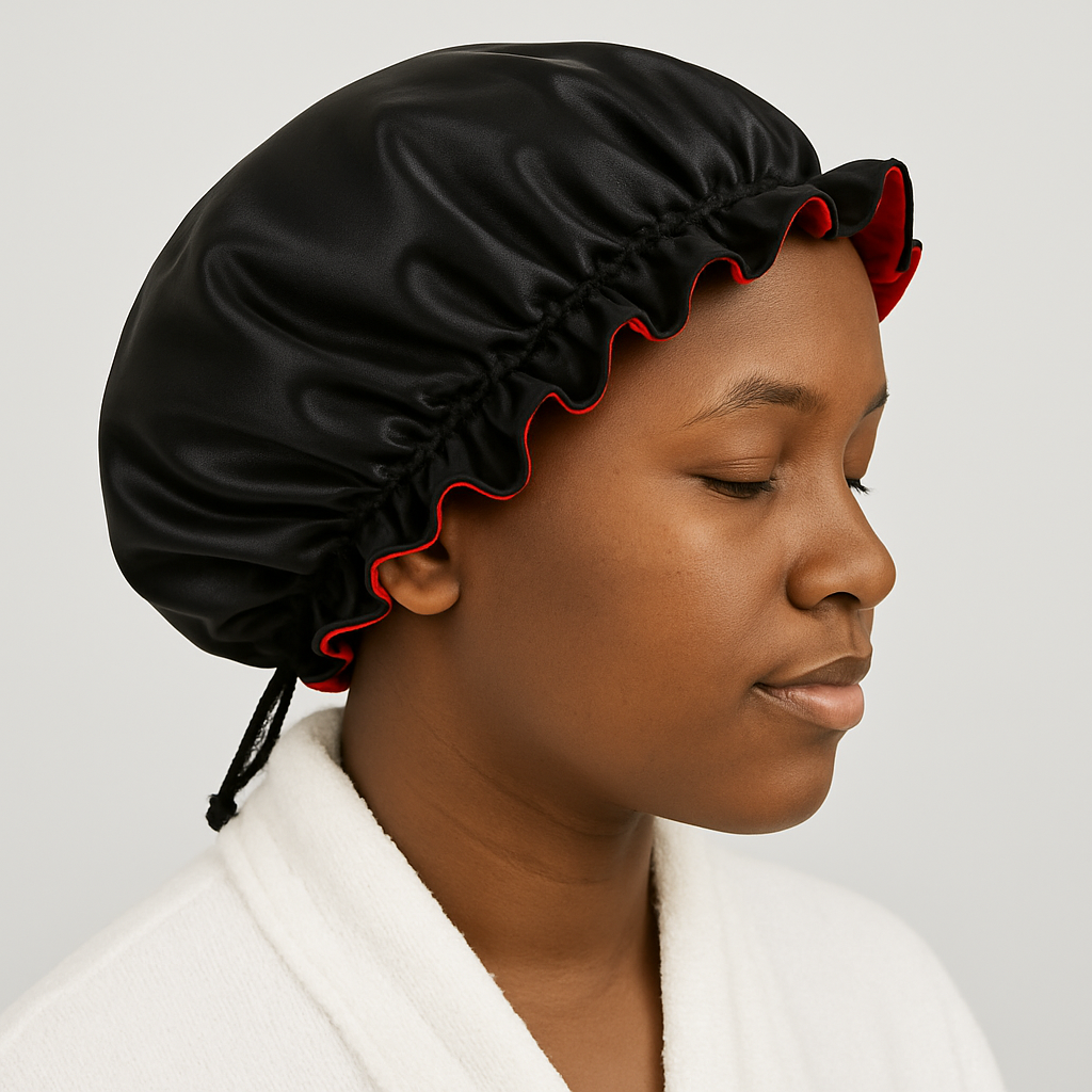 Red/Black Large Ruffle Bonnet - Image 2