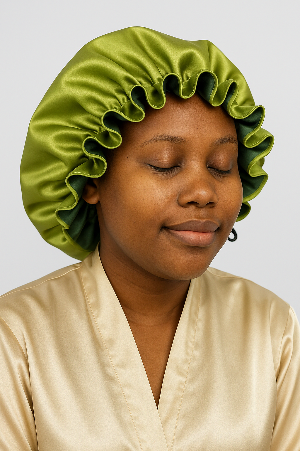 Emerald/Olive Green Large Ruffle Bonnet