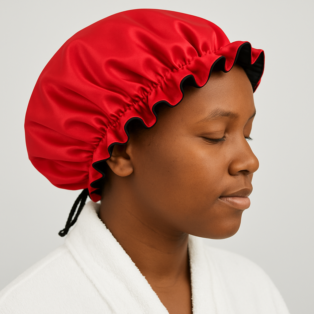 Red/Black Large Ruffle Bonnet