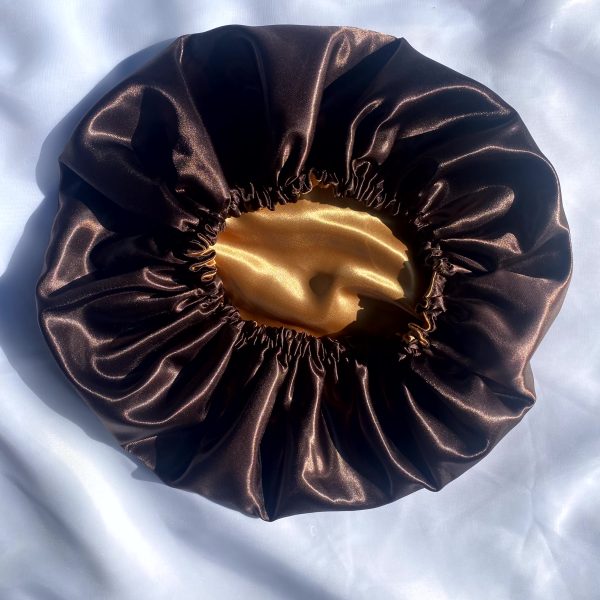 Double-sided Brown Plain Satin Bonnet