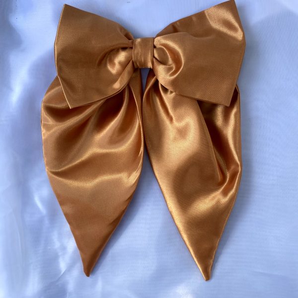 LIGHT BROWN SATIN HAIR BOW CLIP