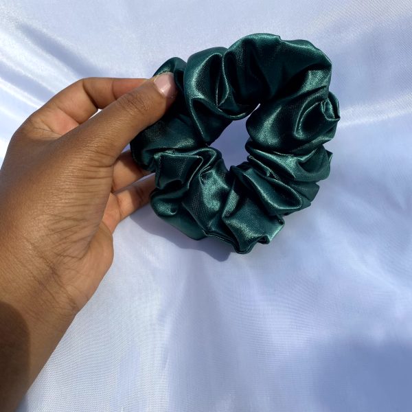 Matron Green Satin Scrunchie