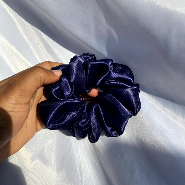 Navy-Blue Satin Scrunchie