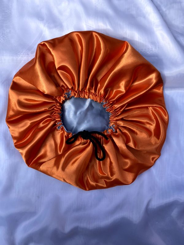 Orange and Blue Double-sided Satin Bonnet