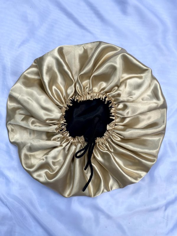 Double-sided Brown Plain Satin Bonnet - Image 2