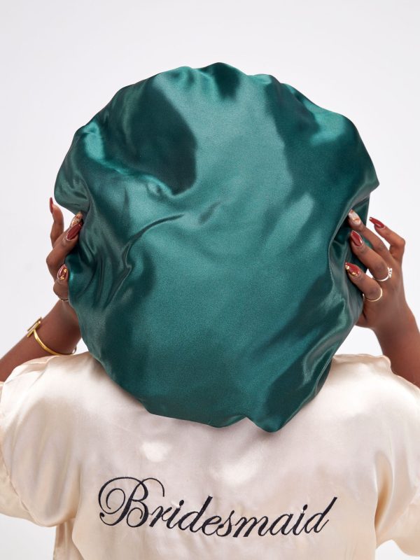 Green Printed Satin Double-sided Bonnet - Image 4